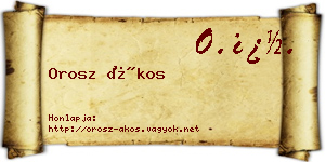 Orosz Ákos névjegykártya
